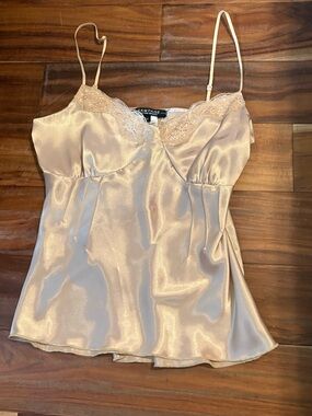 Rampage Satin Lace Trim Camisole Top Champagne Gold Size M (1121)